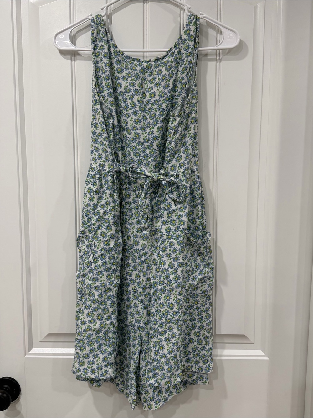 EUC Vintage Y2K 90s Women’s Light Blue Floral Button-Front Shorts Romper - Picture 8 of 8